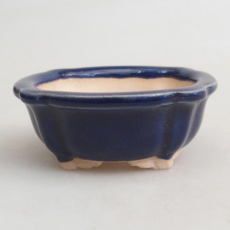 Keramická bonsai miska 7,5 x 7,5 x 3 cm, barva modrá
