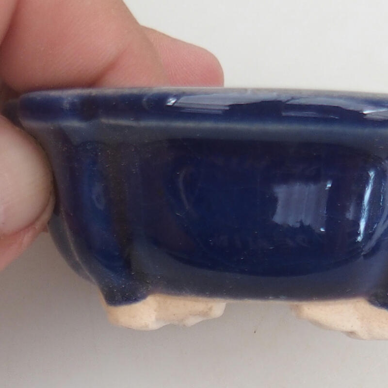 Keramická bonsai miska 7,5 x 7,5 x 3 cm, barva modrá