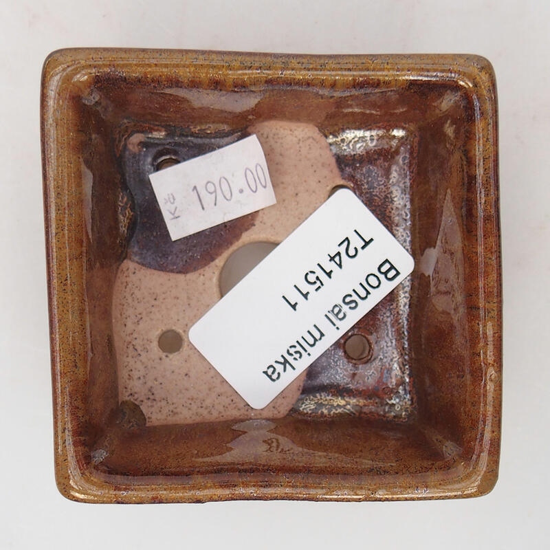 Keramická bonsai miska 7 x 7 x 3 cm, barva hnědá