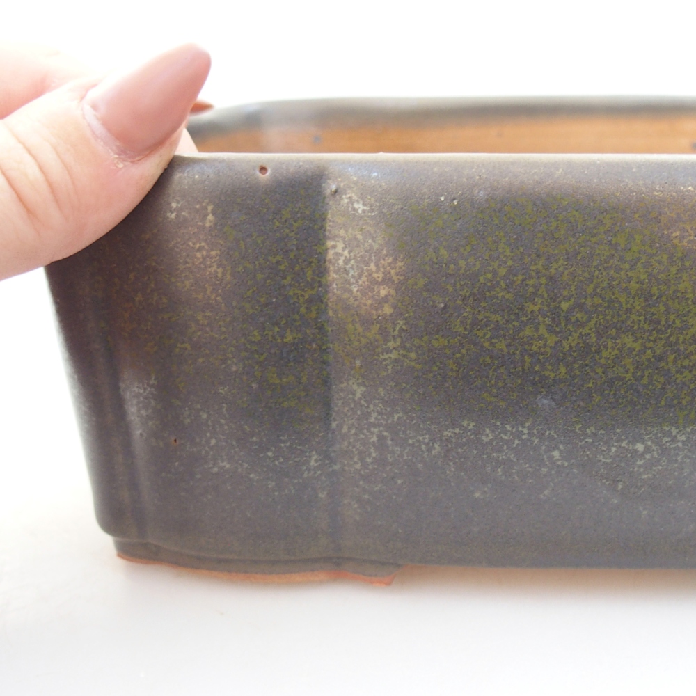 Keramická bonsai miska 20,5 x 17 x 7 cm, barva zelená