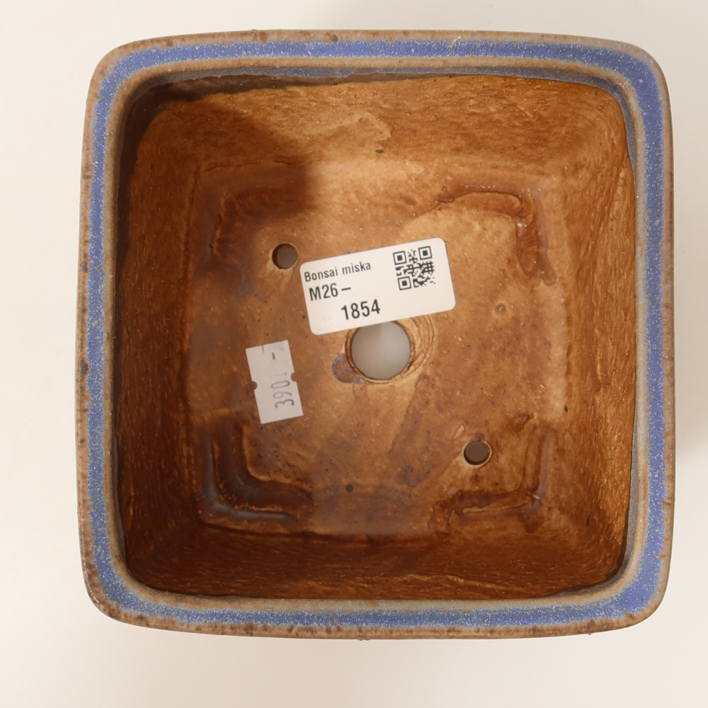 Keramická bonsai miska 13 x 13 x 8 cm, barva modrá