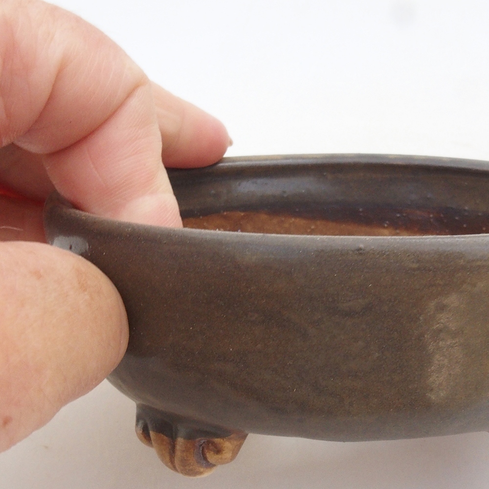 Keramická bonsai miska 10,5 x 10,5 x 4,5 cm, barva hnědá