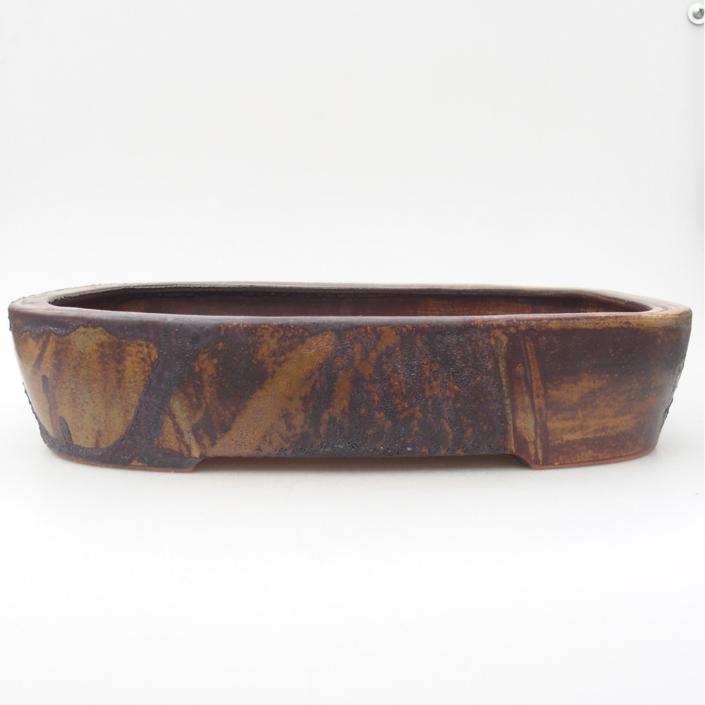 Keramická bonsai miska 32 x 24,5 x 6,5 cm, barva hnědozelená