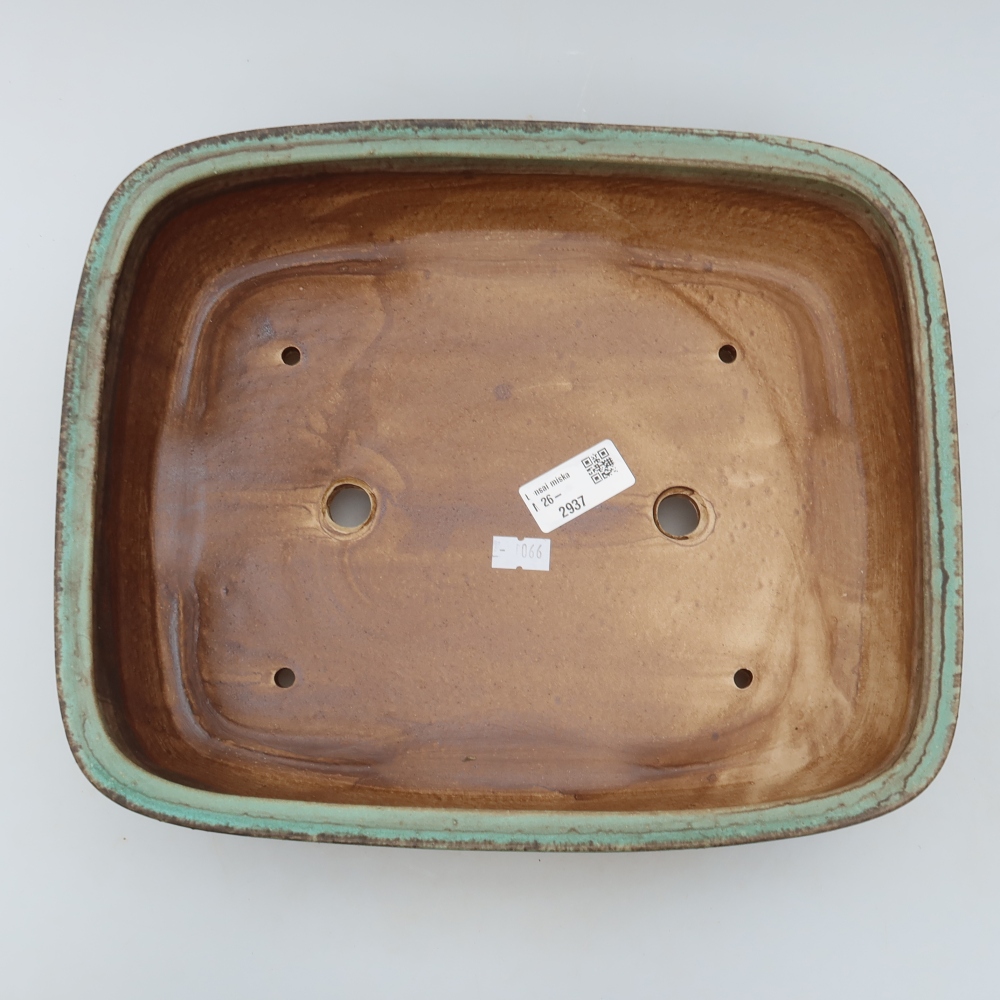 Keramická bonsai miska 30 x 24,5 x 7,5 cm, barva zelená