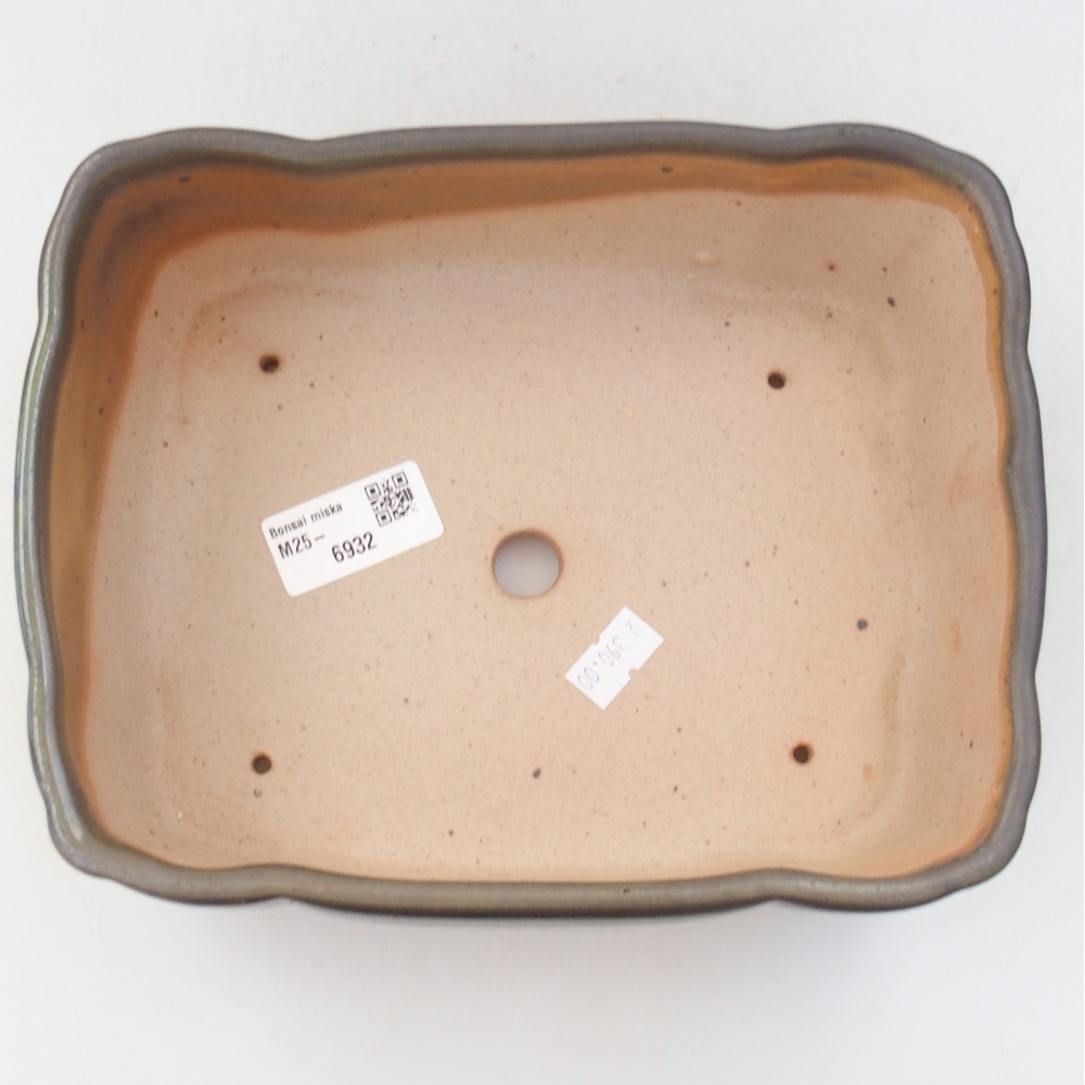 Keramická bonsai miska 20,5 x 17 x 7 cm, barva zelená