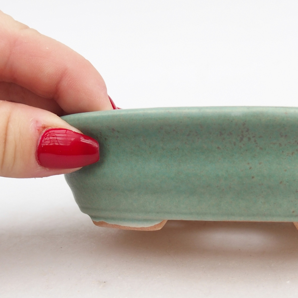 Keramická bonsai miska 12 x 9,5 x 3,5 cm, barva zelená