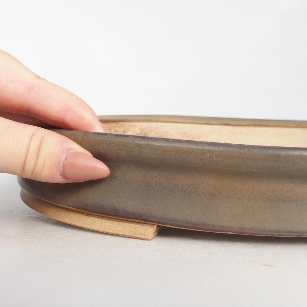 Keramická bonsai miska 30,5 x 26,5 x 4 cm, barva hnědá