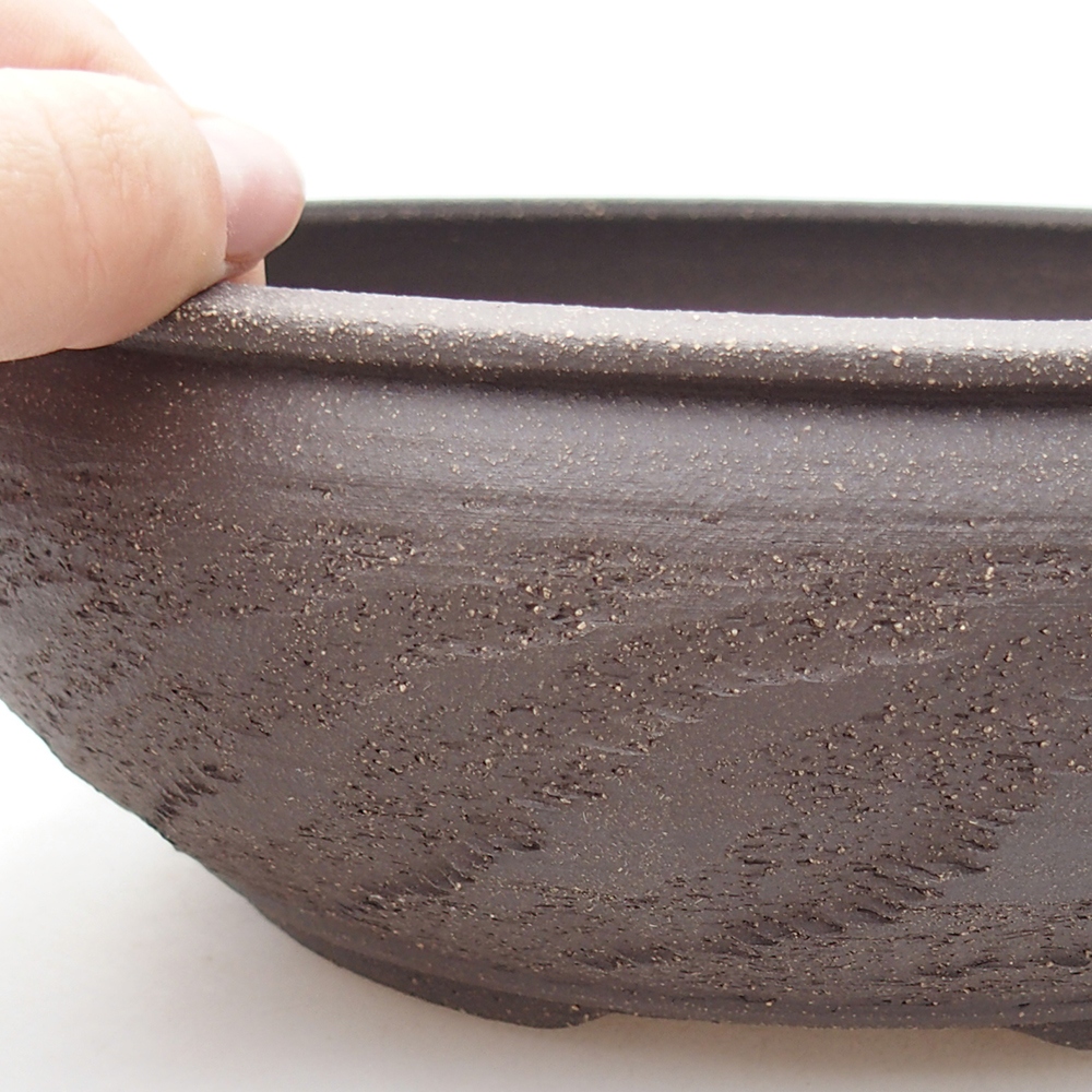 Keramická bonsai miska 19,5 x 19,5 x 7 cm, barva hnědá