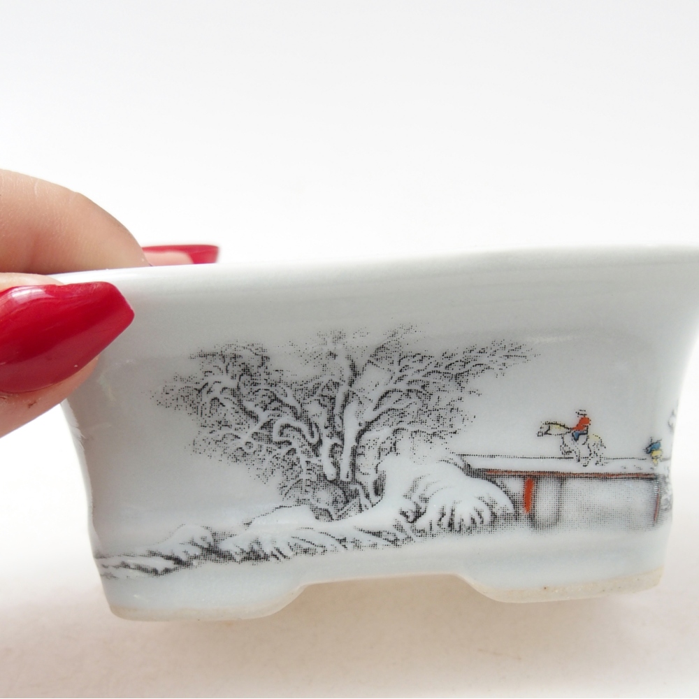 Mini bonsai miska 10 x 7,5 x 4 cm, barva bílá