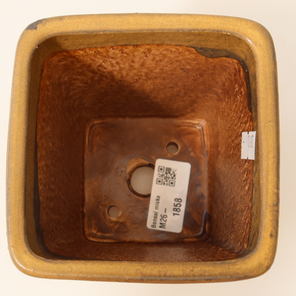 Keramická bonsai miska 10,5 x 10,5 x 12 cm, barva hnědá