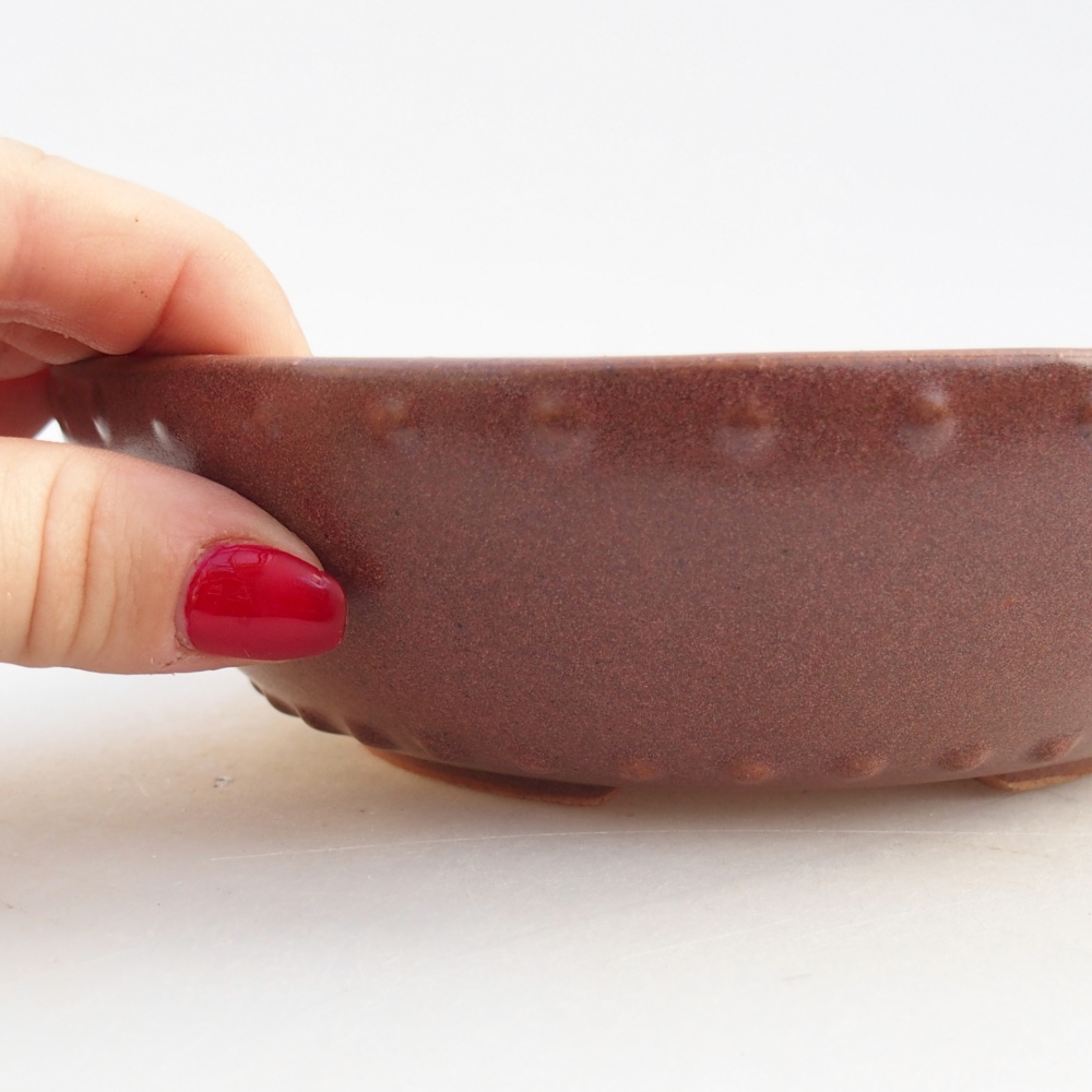 Keramická bonsai miska 17,5 x 17,5 x 5 cm, barva vínová