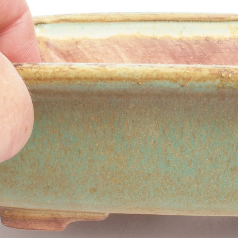 Keramická bonsai miska 17,5 x 14 x 5 cm, barva zelená