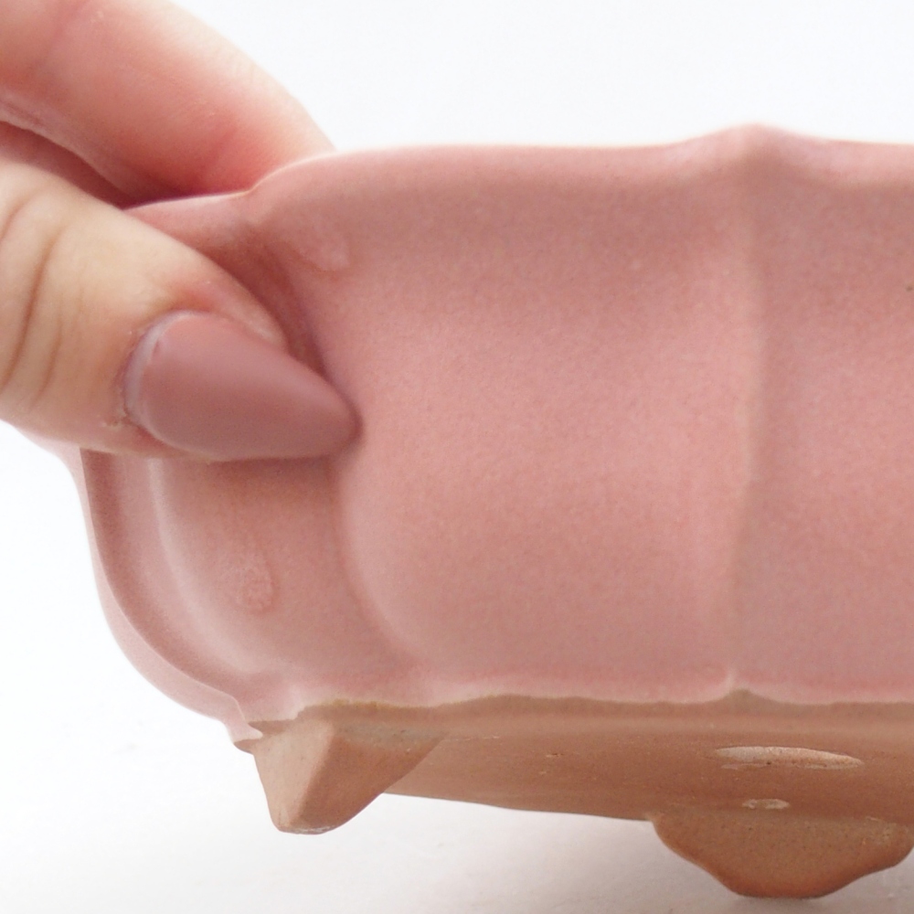 Keramická bonsai miska 19 x 19 x 5 cm, barva růžová