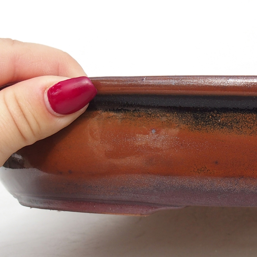 Keramická bonsai miska 29,5 x 22,5 x 5 cm, barva hnědá