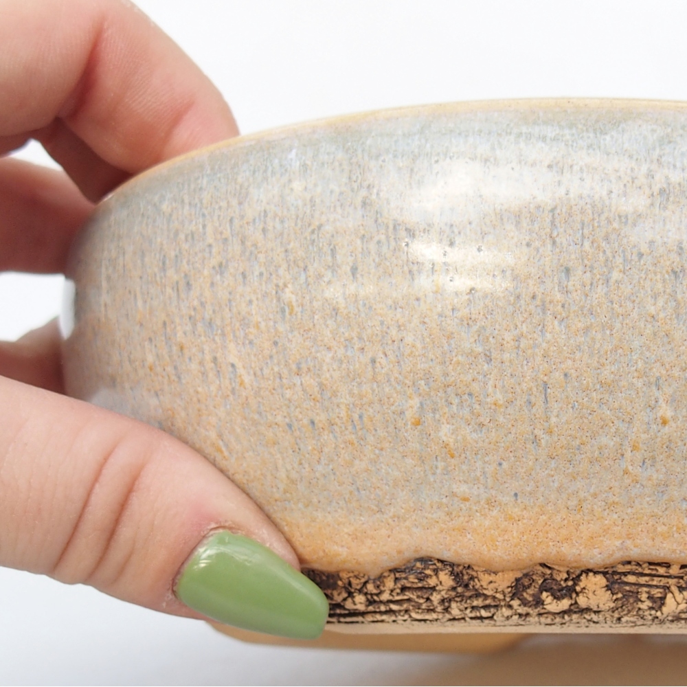 Keramická bonsai miska 15 x 15 x 5 cm, barva zelenohnědá