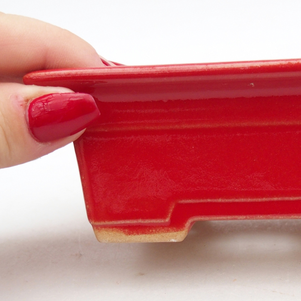 Keramická bonsai miska 11 x 8,5 x 4 cm, barva červená