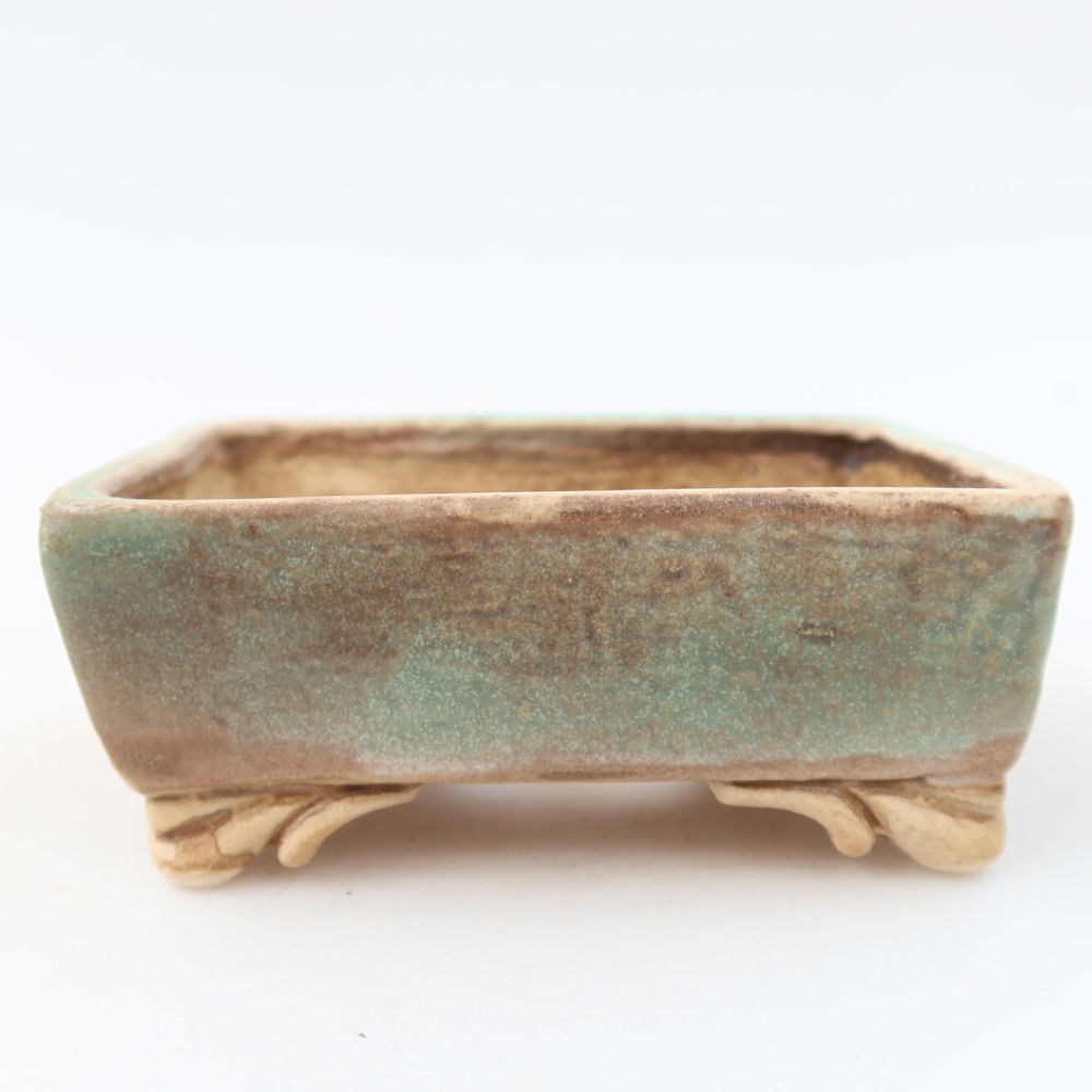 Keramická bonsai miska 10 x 8 x 4 cm, barva zelená