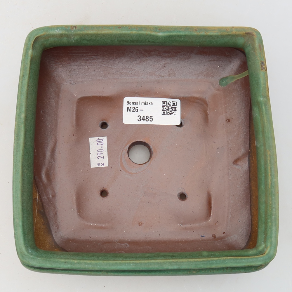 Keramická bonsai miska 15,5 x 15,5 x 6 cm, barva zelená