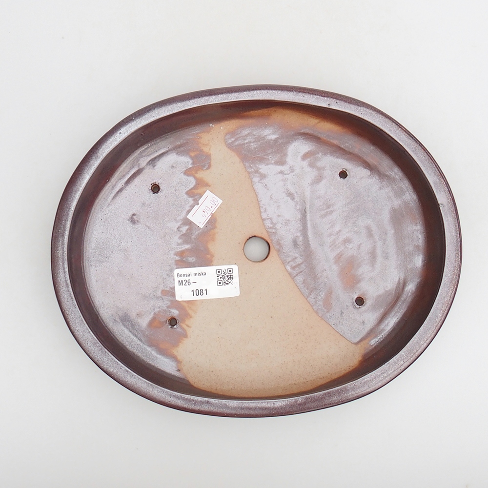 Keramická bonsai miska 24 x 19,5 x 4 cm, barva vínová