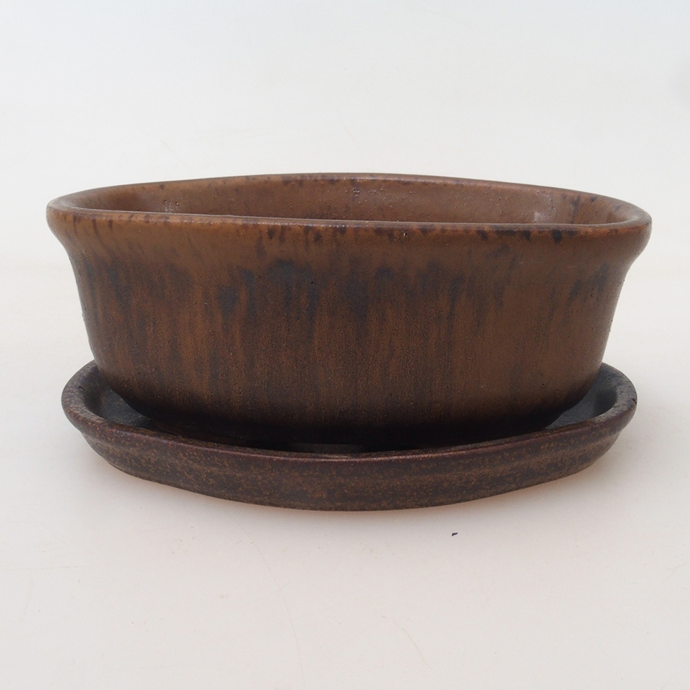 Bonsai miska + podmiska H05 - 11 x 8 x 4 cm. - hnědá