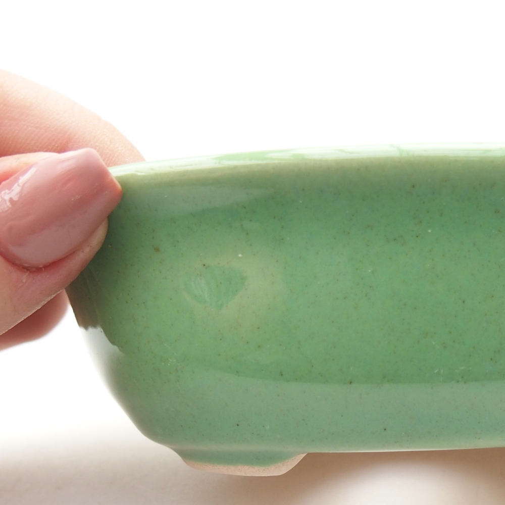 Keramická bonsai miska 11 x 8,5 x 4 cm, barva zelená