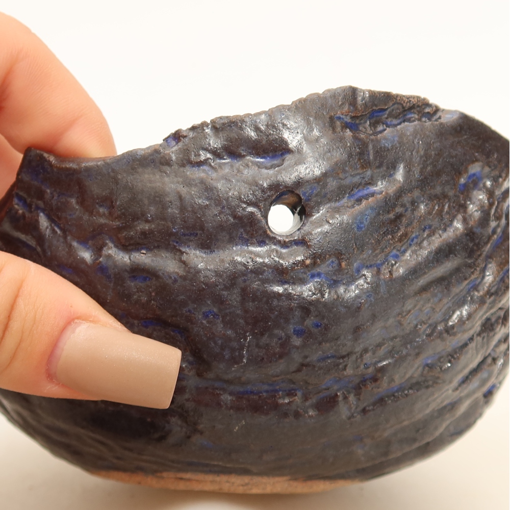 Keramická Skořápka na Kokedamu 12,5 x 12 x 7 cm , barva modrá