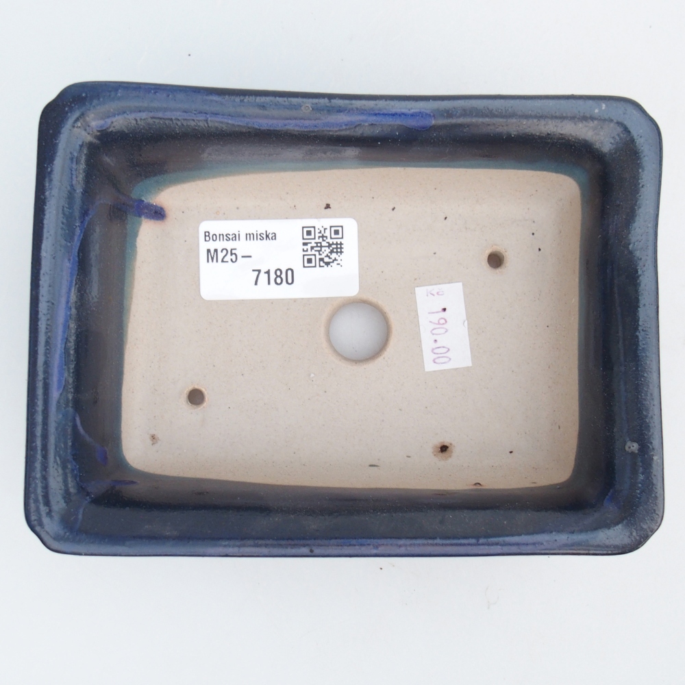 Keramická bonsai miska 14 x 10,5 x 4 cm, barva modrá