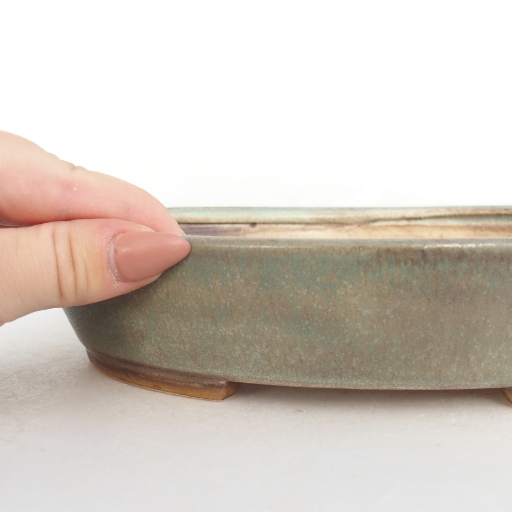 Keramická bonsai miska 22,5 x 20 x 4,5 cm, barva zelená