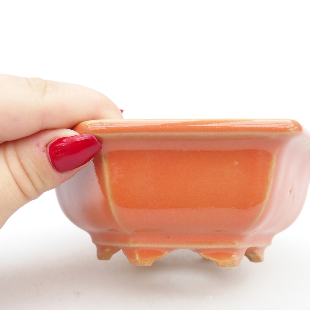 Keramická bonsai miska 12 x 10,5 x 4,5 cm, barva oranžová