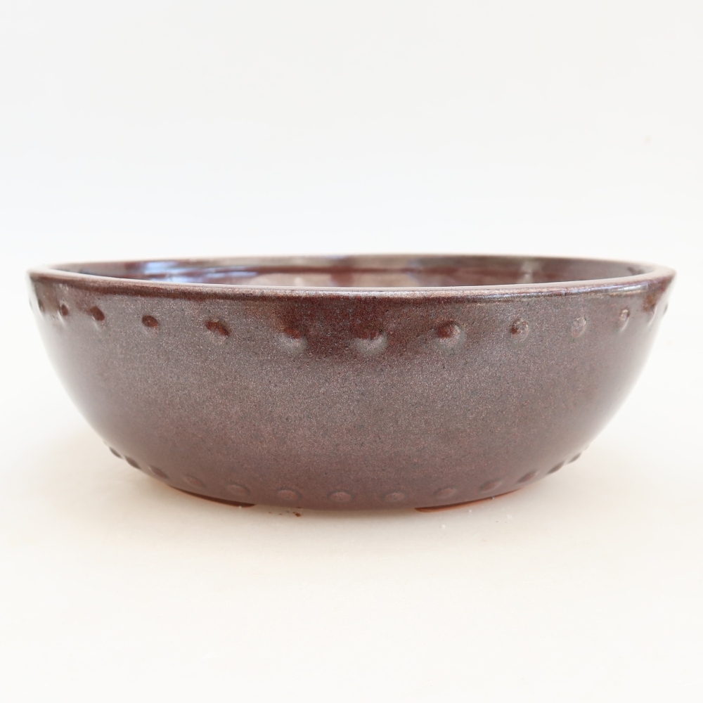Keramická bonsai miska 24,5 x 24,5 x 7,5 cm, barva vínová