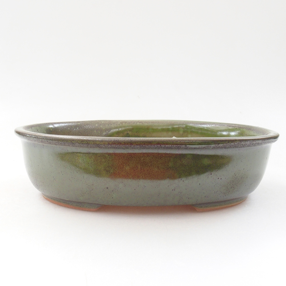 Keramická bonsai miska 18,5 x 14,5 x 5 cm, barva zelená