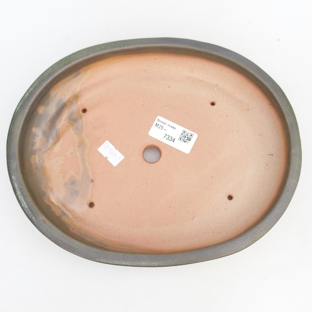 Keramická bonsai miska 24 x 20 x 4 cm, barva zelená