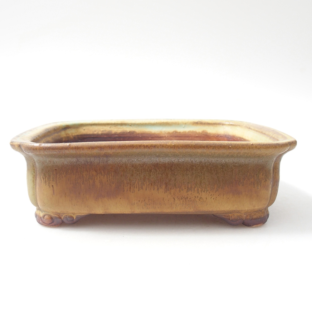 Keramická bonsai miska 19,5 x 16,5 x 6 cm, barva zelená