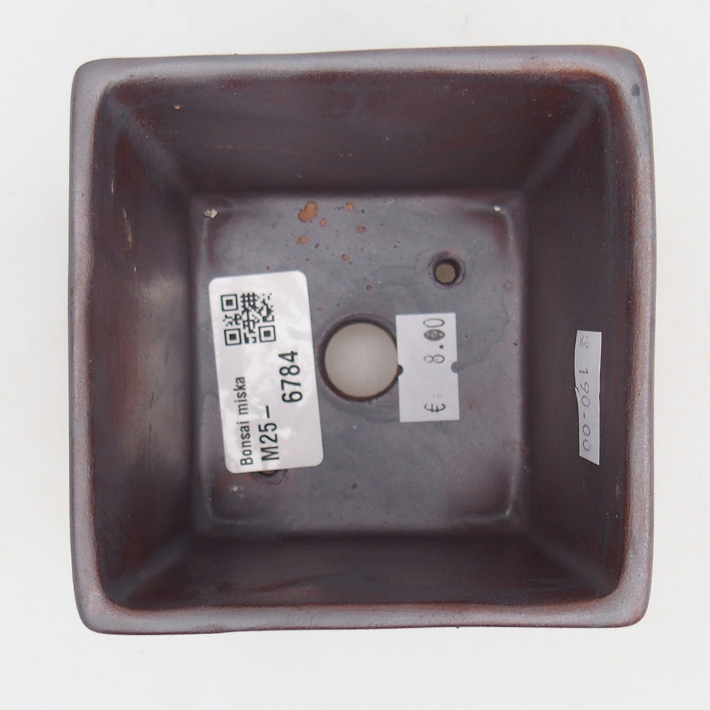 Keramická bonsai miska 9 x 9  x 8,5 cm, barva kovová
