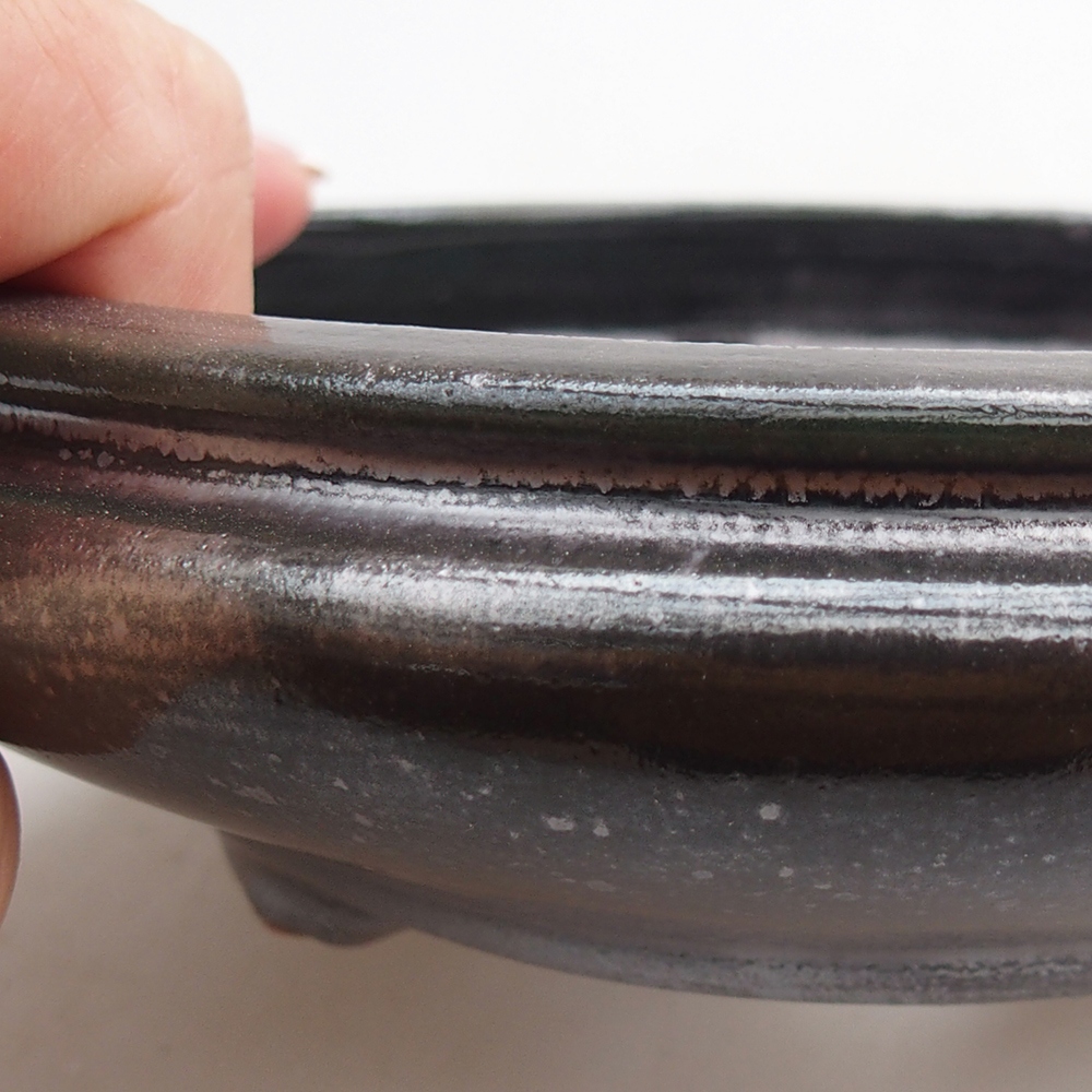 Keramická bonsai miska 15 x 15 x 4,5 cm, barva kovová