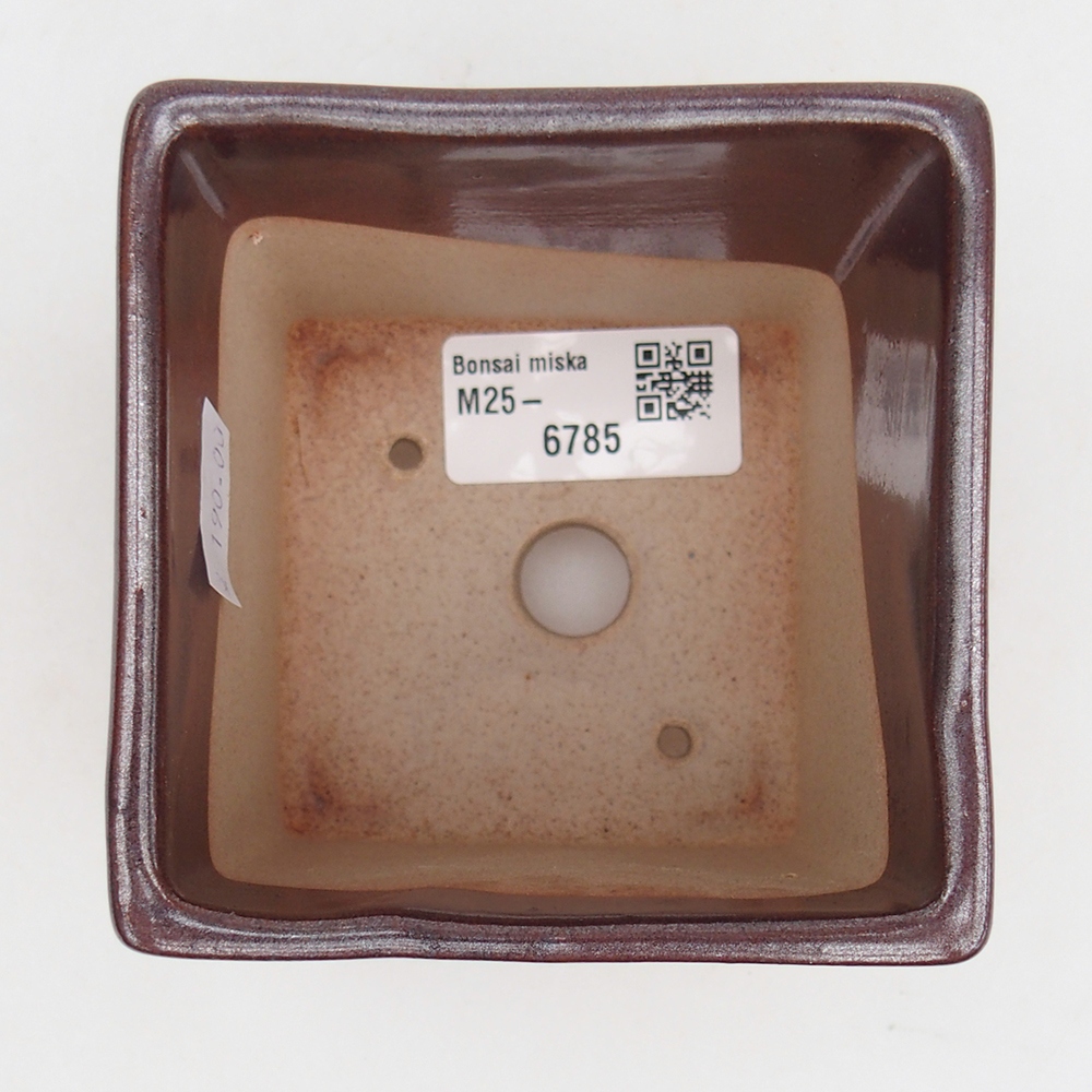 Keramická bonsai miska 9 x 9  x 8,5 cm, barva vínová