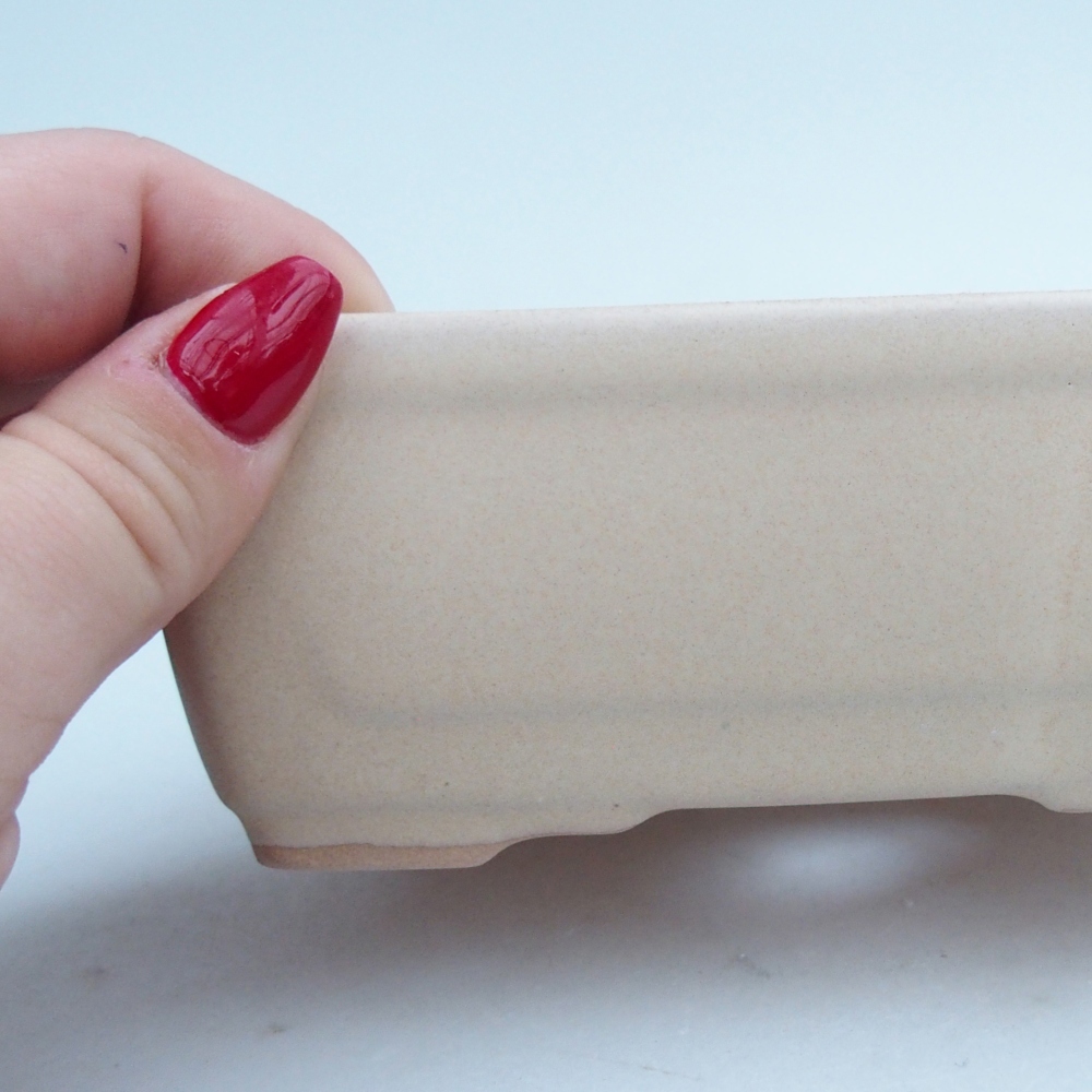 Keramická bonsai miska 13 x 10 x 5 cm, barva béžová