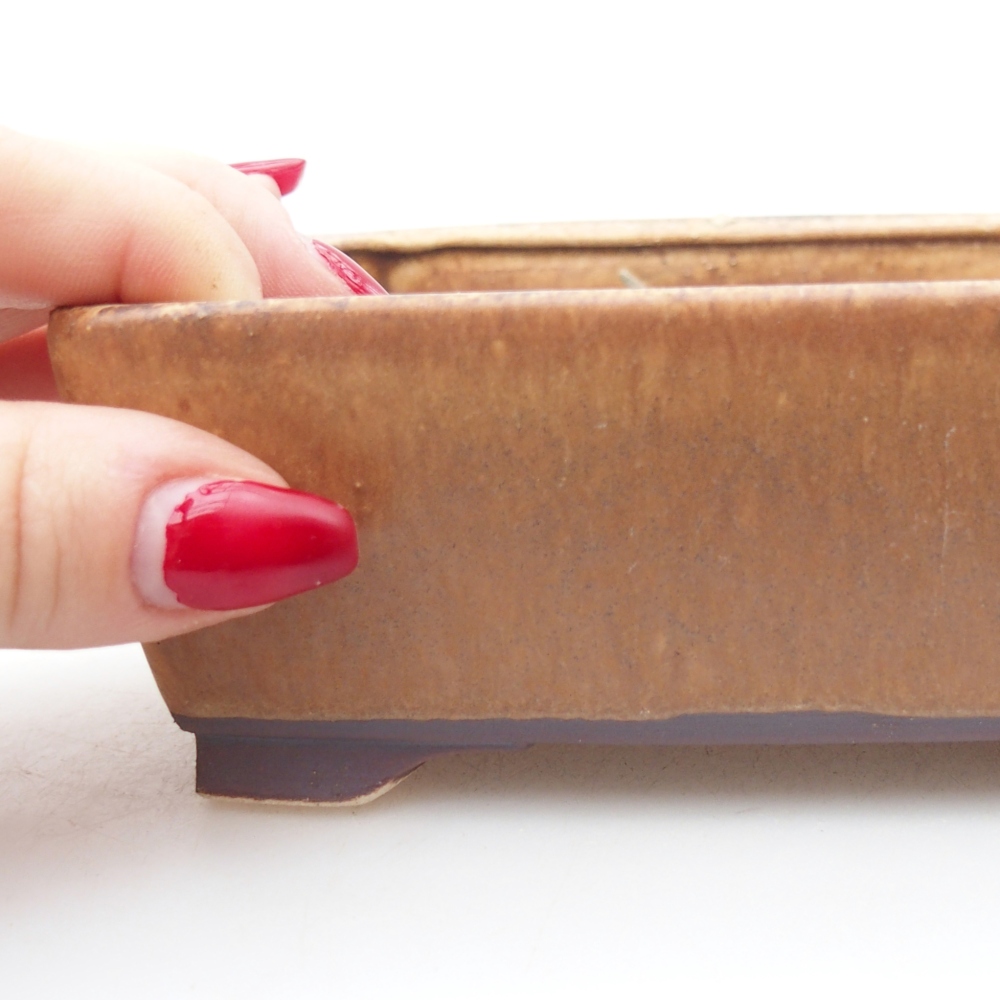 Keramická bonsai miska 15 x 12 x 5 cm, barva hnědá