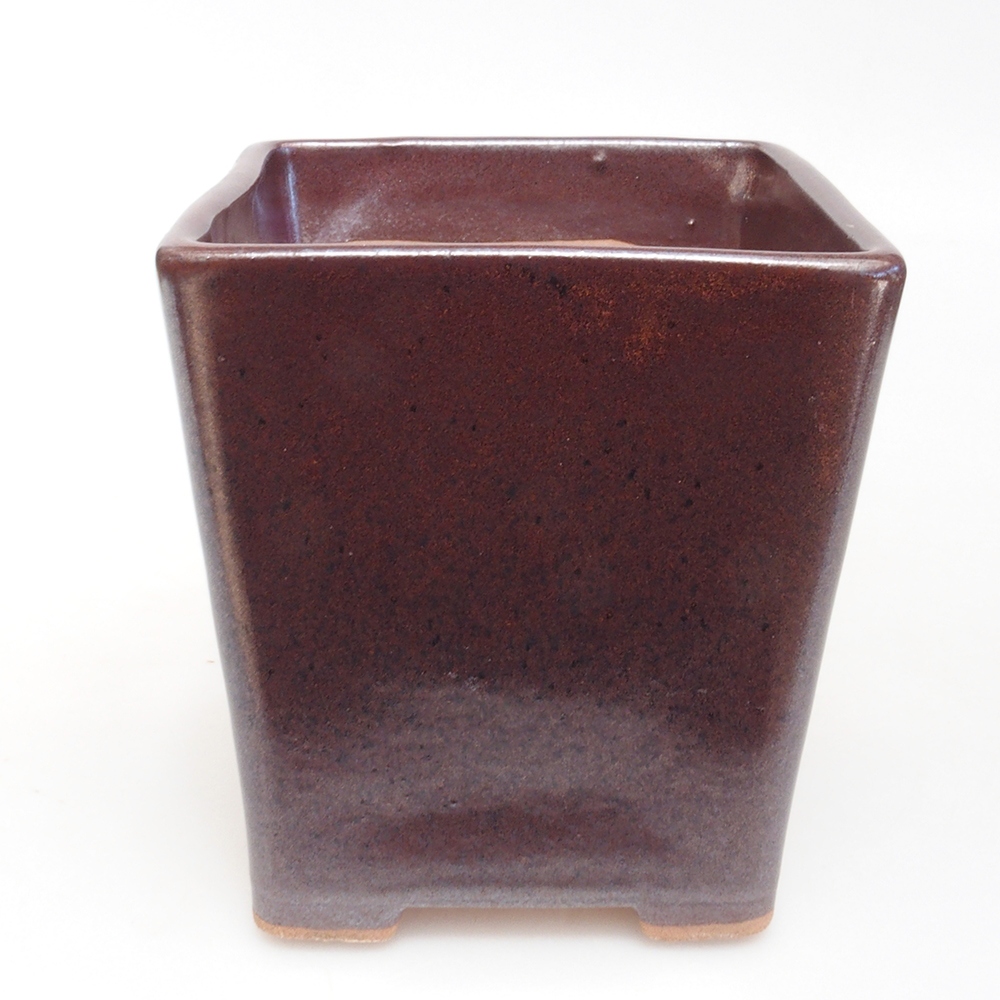 Keramická bonsai miska 10,5 x 10,5 x 11,5 cm, barva hnědá