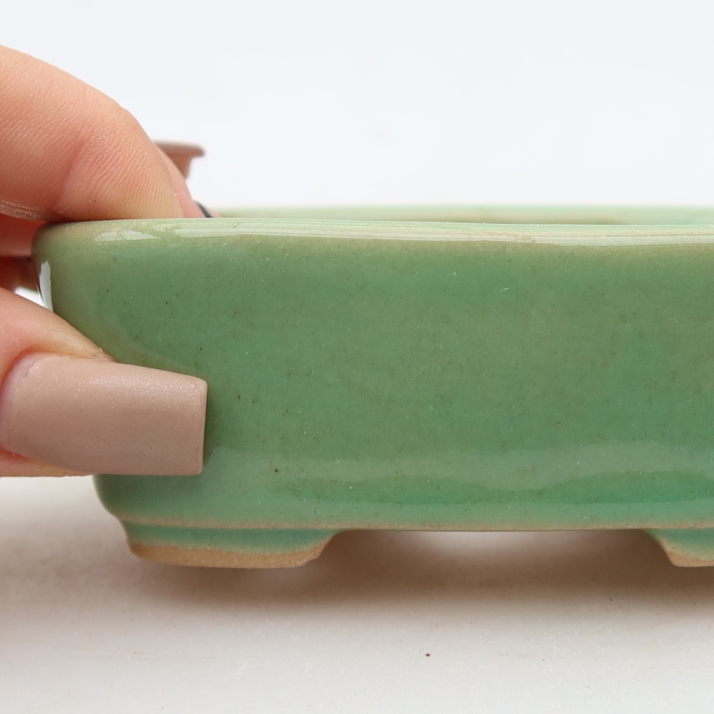 Keramická bonsai miska 10 x 8 x 3,5 cm, barva zelená