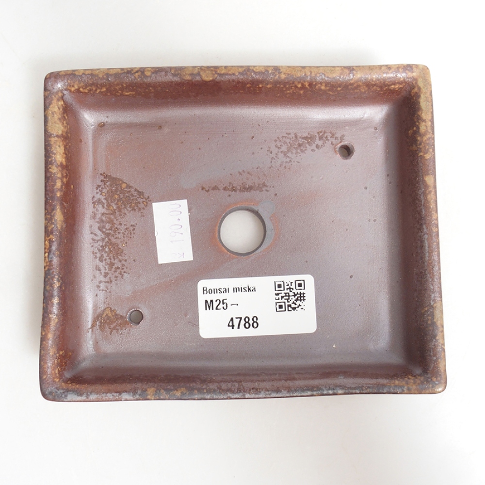 Keramická bonsai miska 13 x 11 x 2,5 cm, barva hnědá