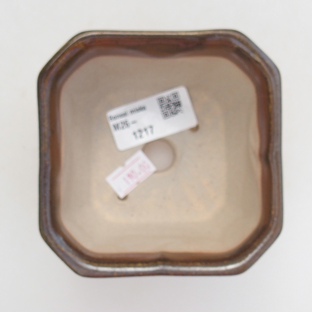 Keramická bonsai miska 10 x 10 x 6 cm, barva hnědá