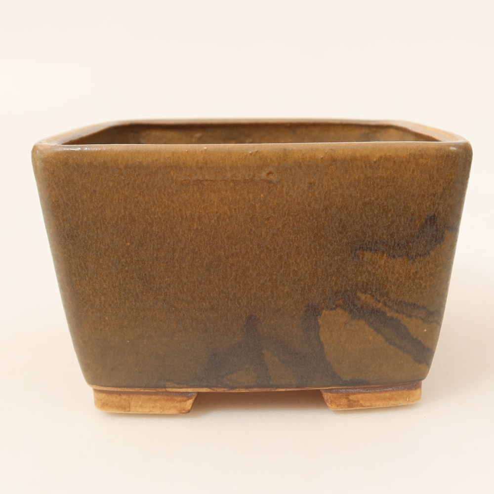 Keramická bonsai miska 13 x 13 x 8 cm, barva hnědá