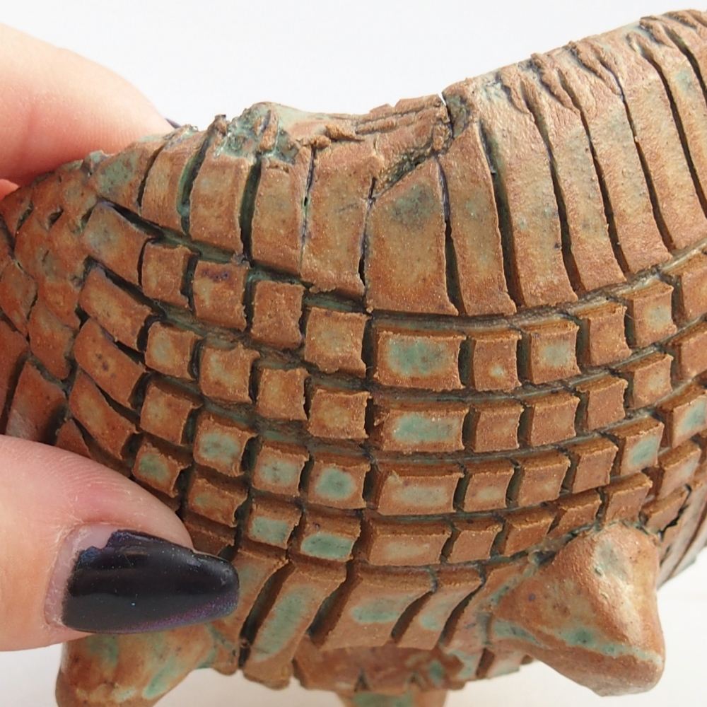 Keramická Skořápka 10 x 9,5 x 7,5 cm , barva hnědozelená