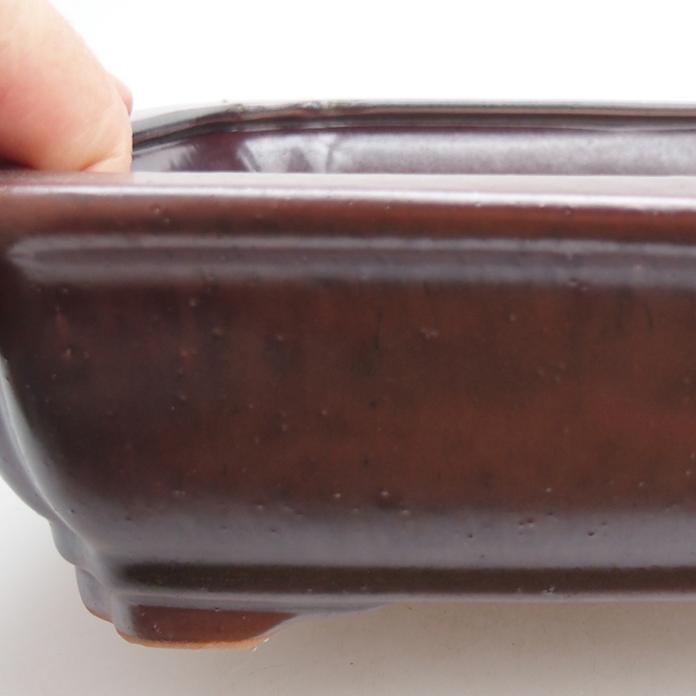 Keramická bonsai miska 27 x 21 x 7 cm, barva černočervená