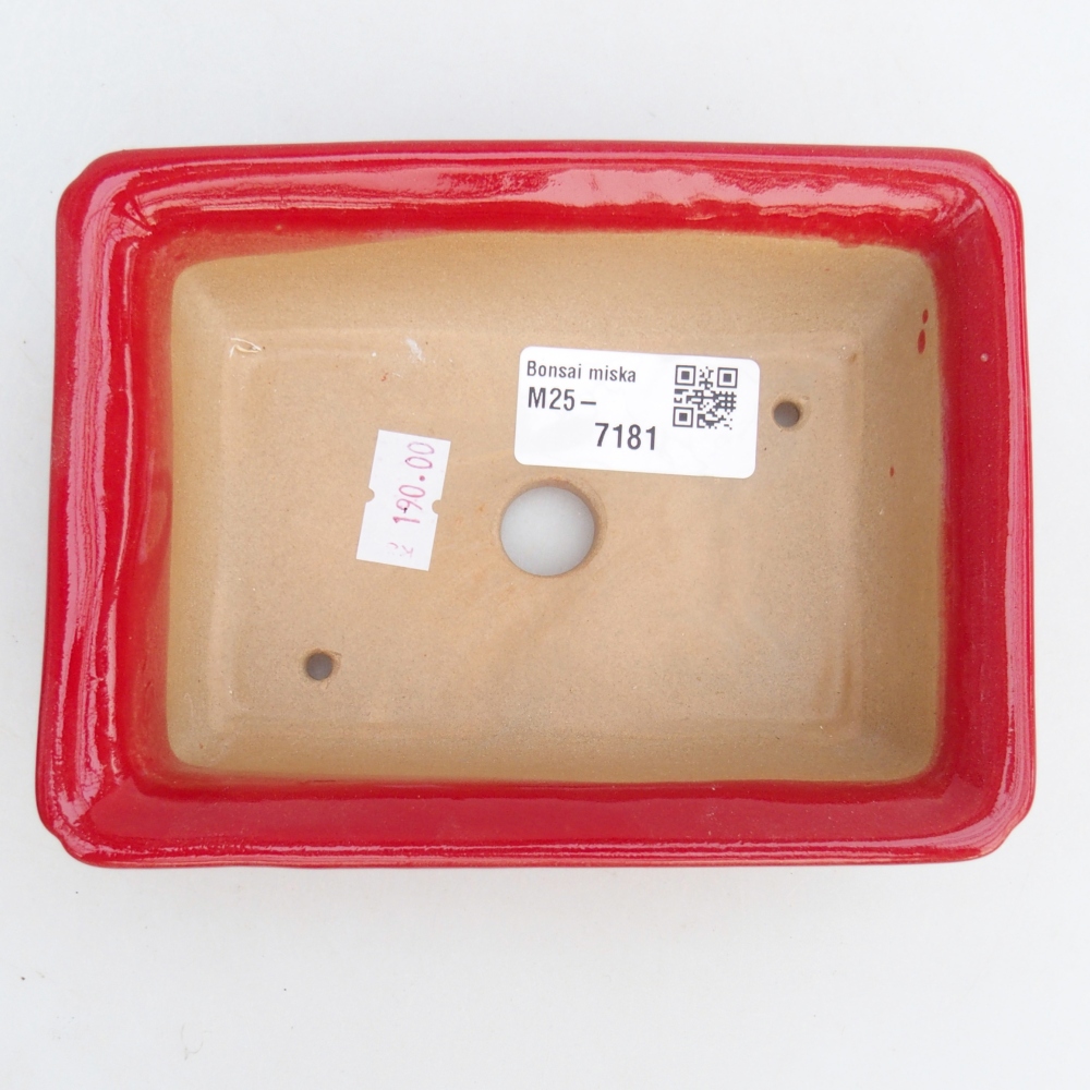 Keramická bonsai miska 14 x 10,5 x 4 cm, barva červená