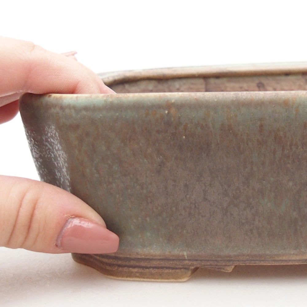 Keramická bonsai miska 21 x 18 x 6 cm, barva zelená