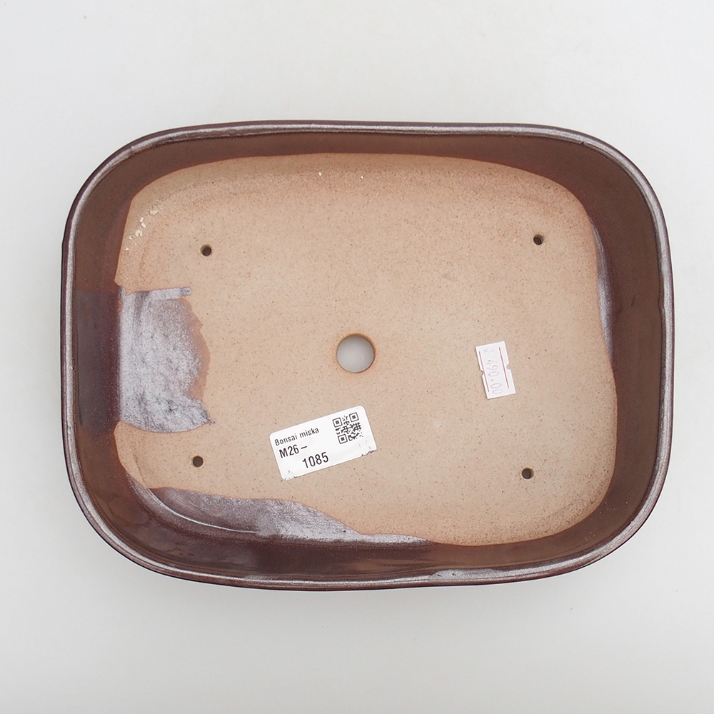 Keramická bonsai miska 23 x 18,5 x 5,5 cm, barva hnědá