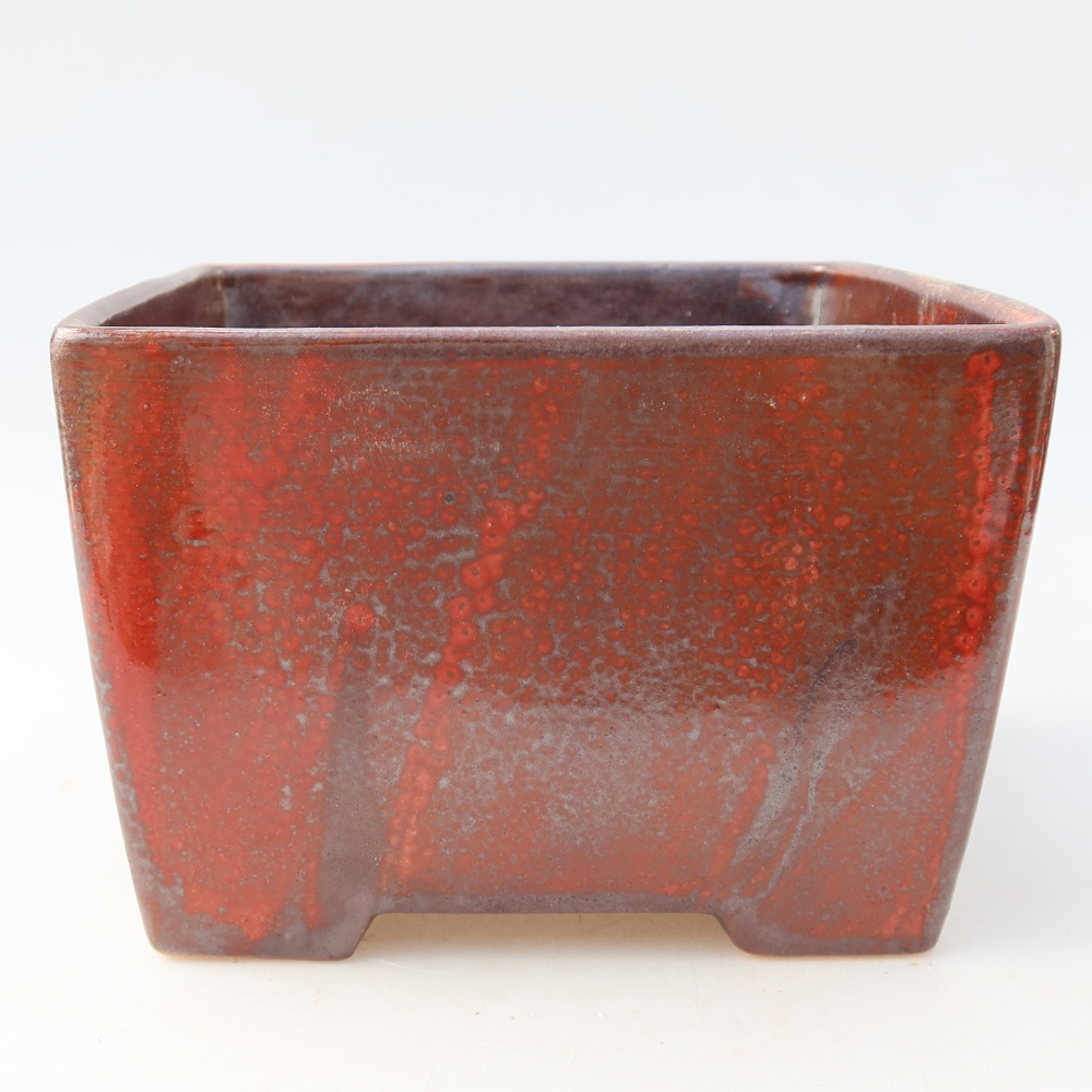 Keramická bonsai miska 15,5 x 15,5 x 11 cm, barva červená