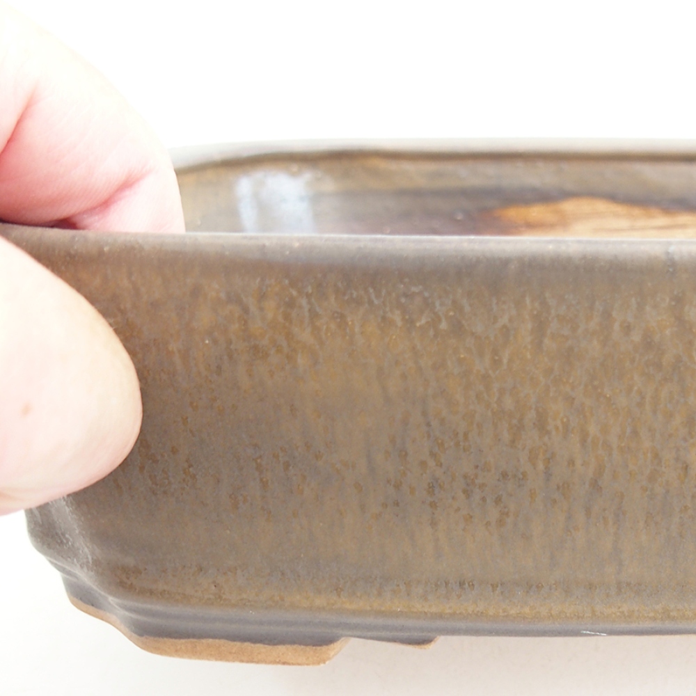 Keramická bonsai miska 21 x 18 x 6 cm, barva hnědá